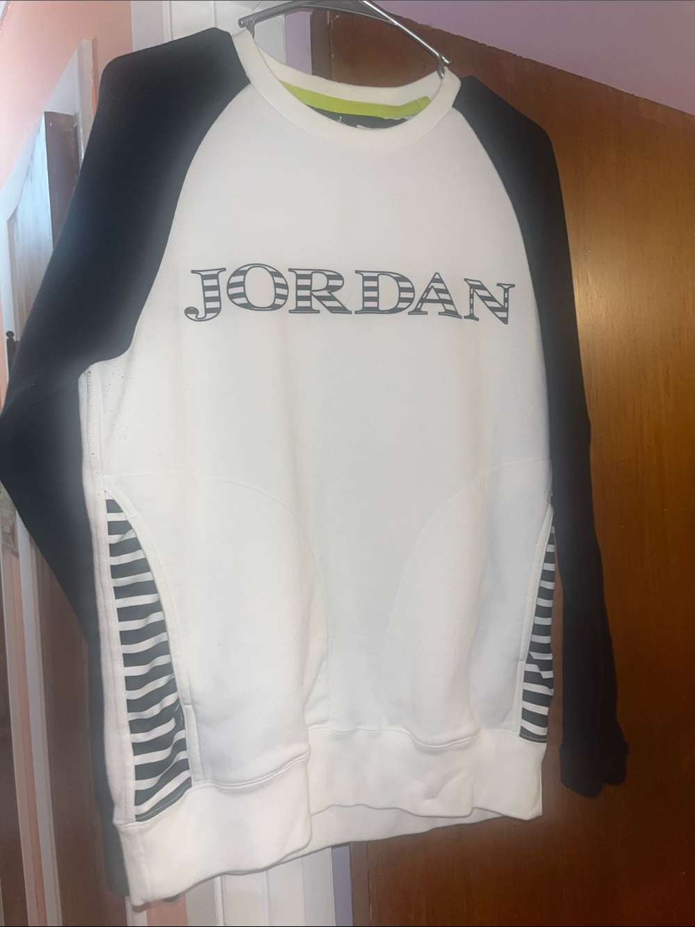 Jordan steel 10s White and Black Crewneck Pullover size M
